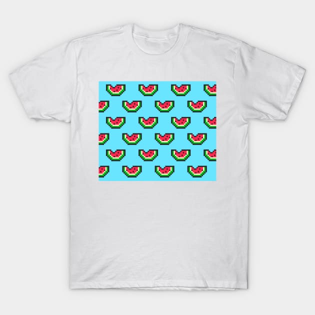 Pixel Watermelon T-Shirt by timegraf